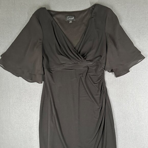 Connected Apparel Womens 6P V-Neck Pullover Flutter Sleeve Little Black Dress - Picture 3 of 10